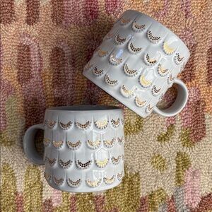 Set of Starbucks ceramic cups Anniversary mermaid scales edged in gold EUC